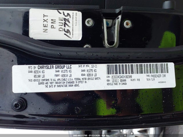 Продажа на аукционе авто 2012 Chrysler 300 Limited, vin: 2C3CCACG4CH182308, номер лота: 44221768