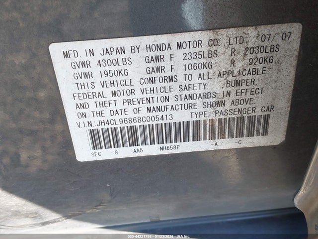 2008 Acura Tsx მანქანა იყიდება აუქციონზე, vin: JH4CL96868C005413, აუქციონის ნომერი: 44221798