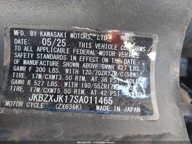 JKBZXJK17SA011465 Kawasaki Zx636 K