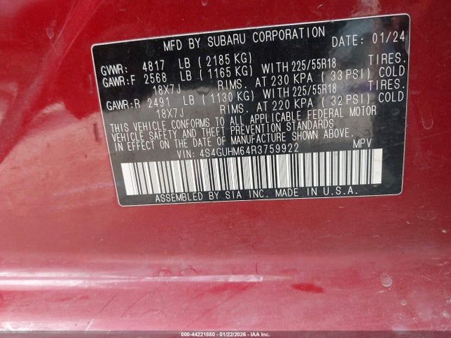 2024 SUBARU CROSSTREK 4S4GUHM64R3759922 Photo 8