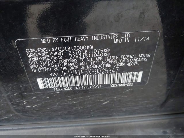 JF1VA1F6XF9825347 Subaru Wrx Premium