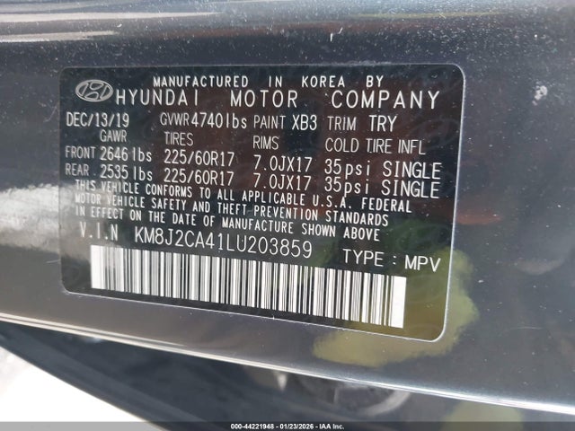 2020 HYUNDAI TUCSON KM8J2CA41LU203859 Photo 8