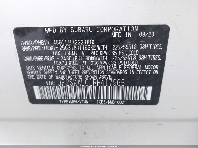 2024 SUBARU FORESTER JF2SKALC1RH417965 Photo 8