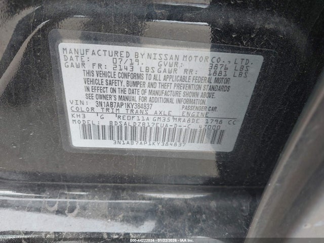 2019 NISSAN SENTRA 3N1AB7AP1KY384837 Photo 8