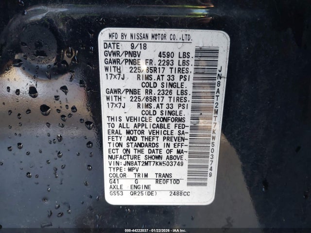 Nissan ROGUE S 2019 JN8AT2MT7KW503749 Image 9