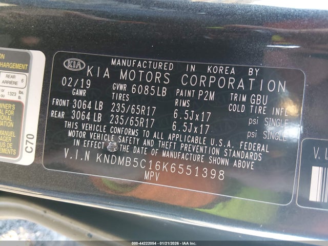 Продаж на аукціоні авто 2019 Kia Sedona Lx, vin: KNDMB5C16K6551398, номер лоту: 44222054