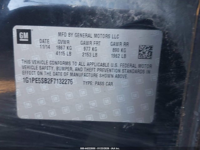1G1PE5SB2F7132276 Chevrolet Cruze 2lt Auto