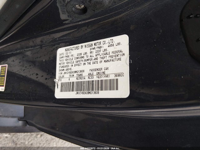 2011 Infiniti G37 Journey მანქანა იყიდება აუქციონზე, vin: JN1CV6EK0BM213606, აუქციონის ნომერი: 44222072