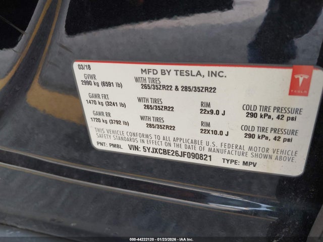 2018 TESLA MODEL X 5YJXCBE26JF090821 Photo 8