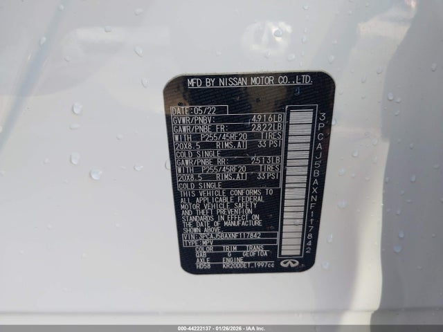 Infiniti Qx50 Luxe 2022 3PCAJ5BAXNF117842 Image 9