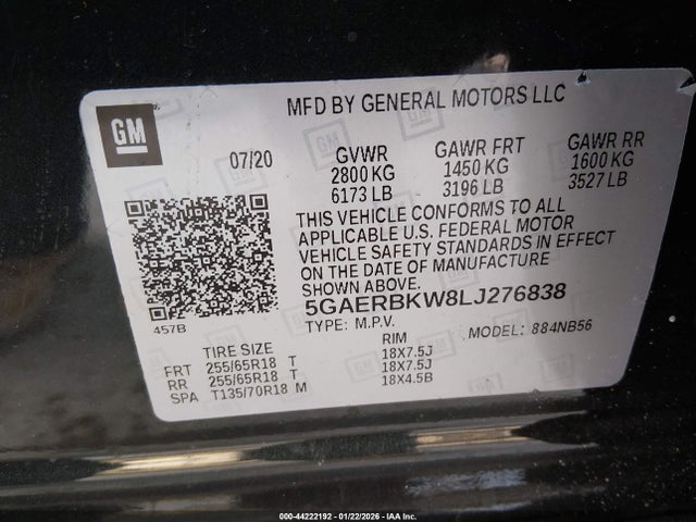 2020 BUICK ENCLAVE 5GAERBKW8LJ276838 Photo 8