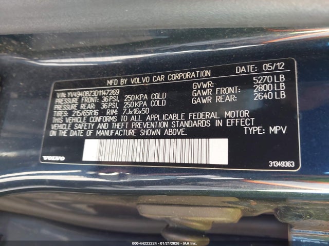 2013 VOLVO XC70 YV4940BZ3D1147269 Photo 8