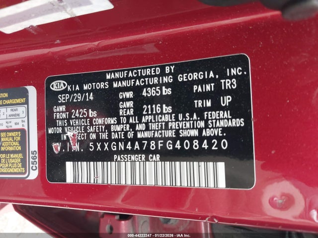 5XXGN4A78FG408420 KIA OPTIMA EX