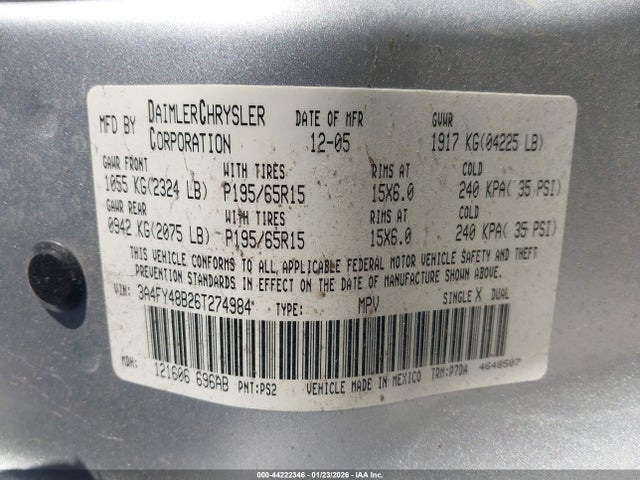 2006 CHRYSLER PT CRUISER 3A4FY48B26T274984 Photo 8