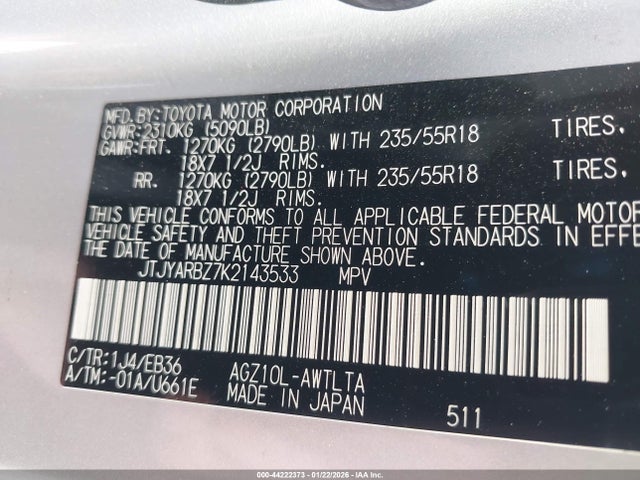 JTJYARBZ7K2143533 Lexus Nx 300 F Sport