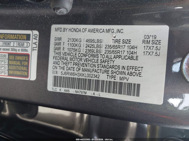 5J6RW6H3XKL002342 Honda CR-V LX