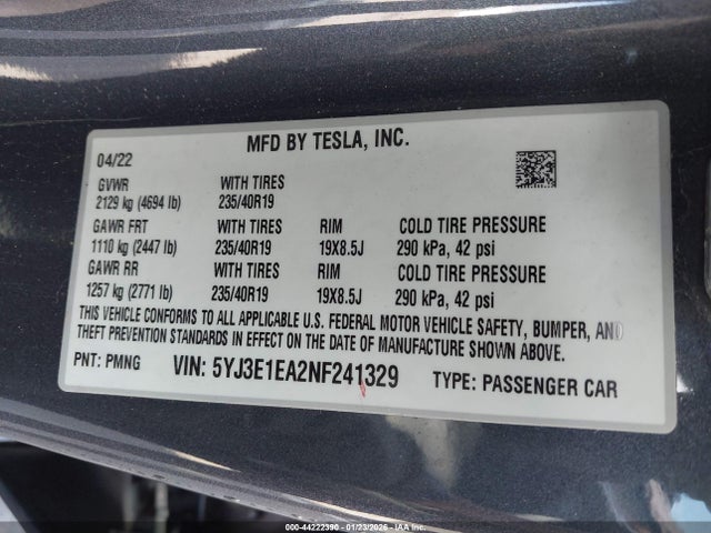 2022 TESLA MODEL 3 5YJ3E1EA2NF241329 Photo 8