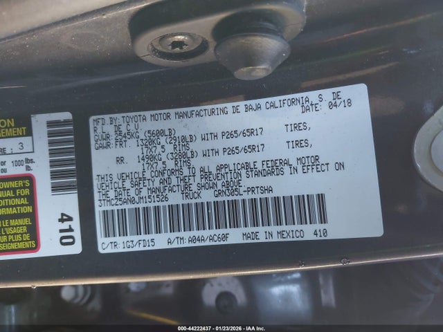 3TMCZ5AN0JM151526 Toyota Tacoma Trd Sport