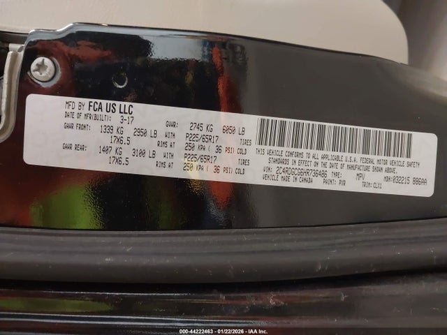 Dodge Grand Caravan Sxt 2017 2C4RDGCG6HR736486 Image 9