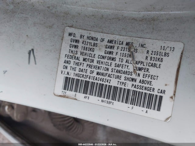 Honda Accord Ex-l 2014 1HGCR2F81EA046242 Image 9
