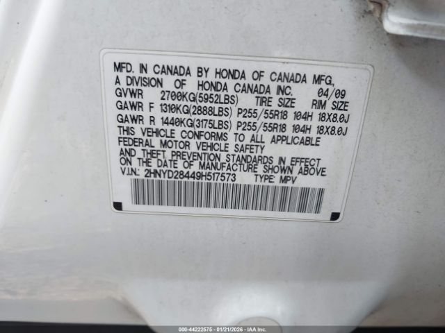 2009 ACURA MDX 2HNYD28449H517573 Photo 8