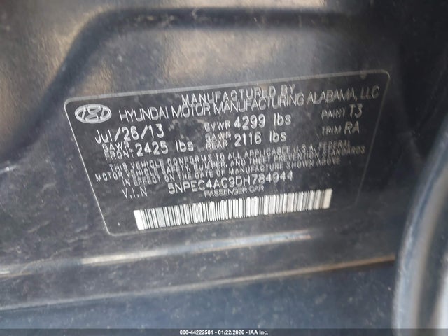 Продажа на аукционе авто 2013 Hyundai Sonata Se, vin: 5NPEC4AC9DH784944, номер лота: 44222581