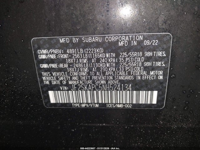 2022 SUBARU FORESTER JF2SKAPC5NH524134 Photo 8