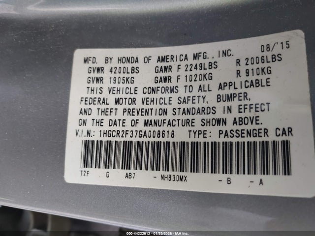 1HGCR2F37GA008618 Honda ACCORD LX