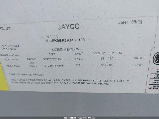 1UJBK0BR3R14G0139 Jayco Other