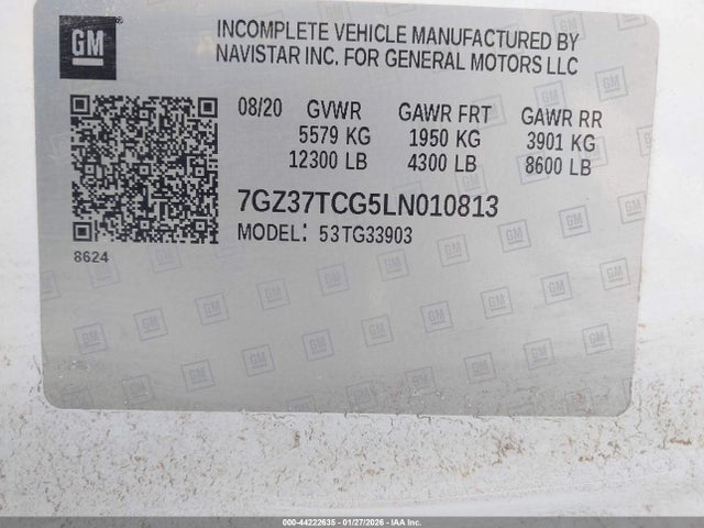Продажа на аукционе авто 2020 Gmc Savana Cutaway Work Van, vin: 7GZ37TCG5LN010813, номер лота: 44222635