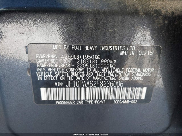 Subaru Impreza 2.0i 2015 JF1GPAA62F8236006 Image 9