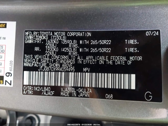 Lexus Lx 600 Luxury 2024 JTJGB7CX9R4059495 Image 9