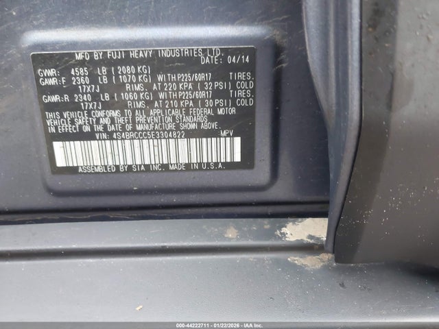 Subaru Outback 2.5i Premium 2014 4S4BRCCC5E3304822 Image 9
