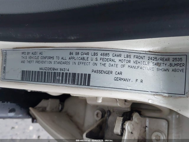 1998 AUDI A4 WAUGD28D0WA184314 Photo 8