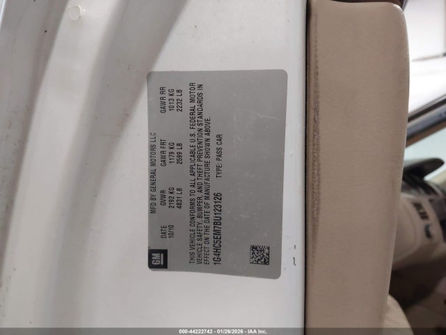 44222742 :رقم المزاد ، 1G4HC5EM7BU123126 vin ، 2011 Buick Lucerne Cxl مزاد بيع