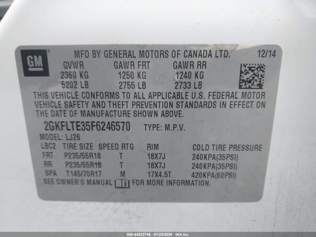 GMC Terrain Slt-2 2015 2GKFLTE35F6246570 Image 9