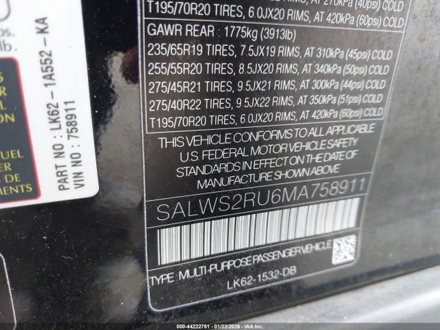 SALWS2RU6MA758911 Land Rover Range Rover Sport Hst Mhev