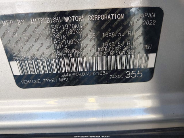 2022 MITSUBISHI OUTLANDER SPORT JA4APUAUXNU021084 Photo 8