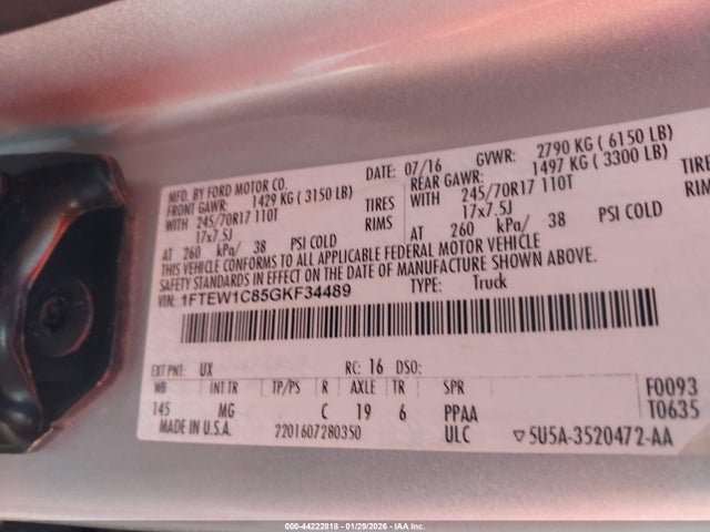Ford F-150 Xlt 2016 1FTEW1C85GKF34489 Image 9