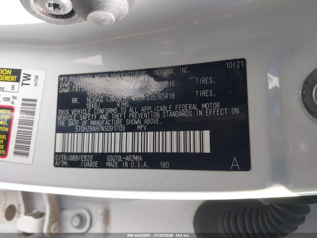 2022 TOYOTA HIGHLANDER 5TDHZRAH7NS091709 Photo 8