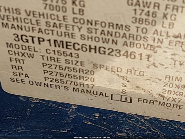 3GTP1MEC6HG234611 GMC Sierra 1500 Sle