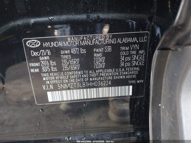 5NMZT3LB1HH036224 Hyundai Santa Fe Sport 2.4l