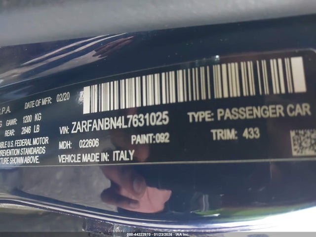 2020 ALFA ROMEO GIULIA ZARFANBN4L7631025 Photo 8