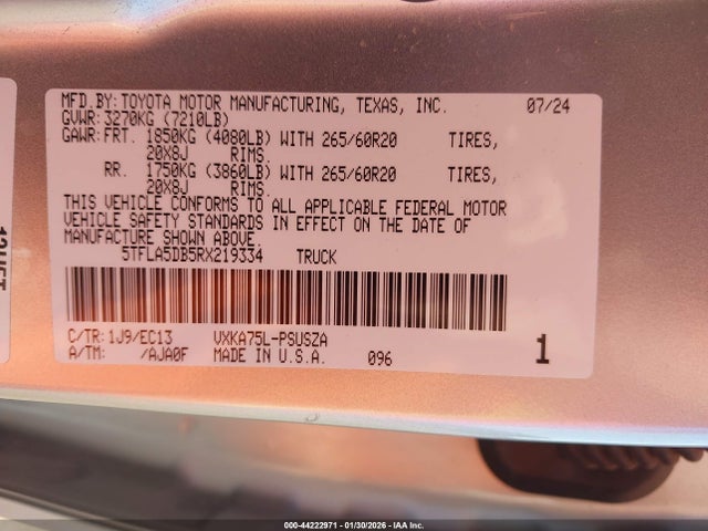 Toyota Tundra Sr5 2024 5TFLA5DB5RX219334 Image 9