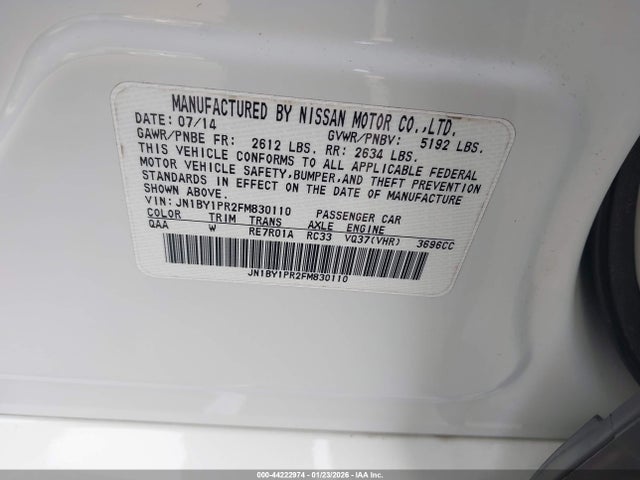 JN1BY1PR2FM830110 Infiniti Q70l 3.7x