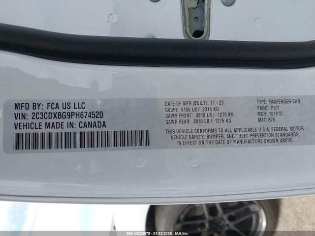 2023 Dodge Charger Sxt მანქანა იყიდება აუქციონზე, vin: 2C3CDXBG9PH674520, აუქციონის ნომერი: 44223079