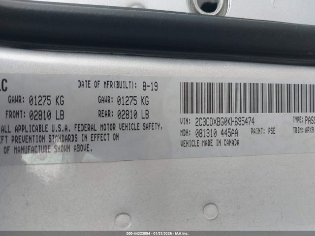 2C3CDXBG0KH695474 Dodge Charger Sxt Rwd