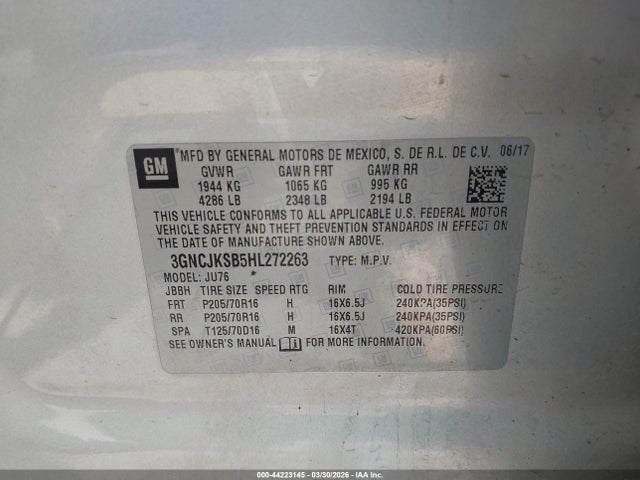 Chevrolet TRAX LS 2017 3GNCJKSB5HL272263 Image 9