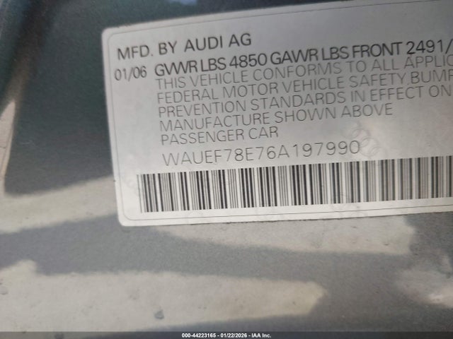 2006 AUDI A4 WAUEF78E76A197990 Photo 8