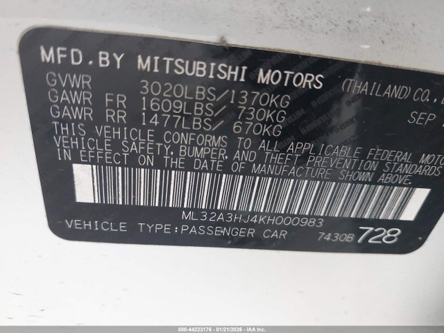 2019 MITSUBISHI MIRAGE ML32A3HJ4KH000983 Photo 8